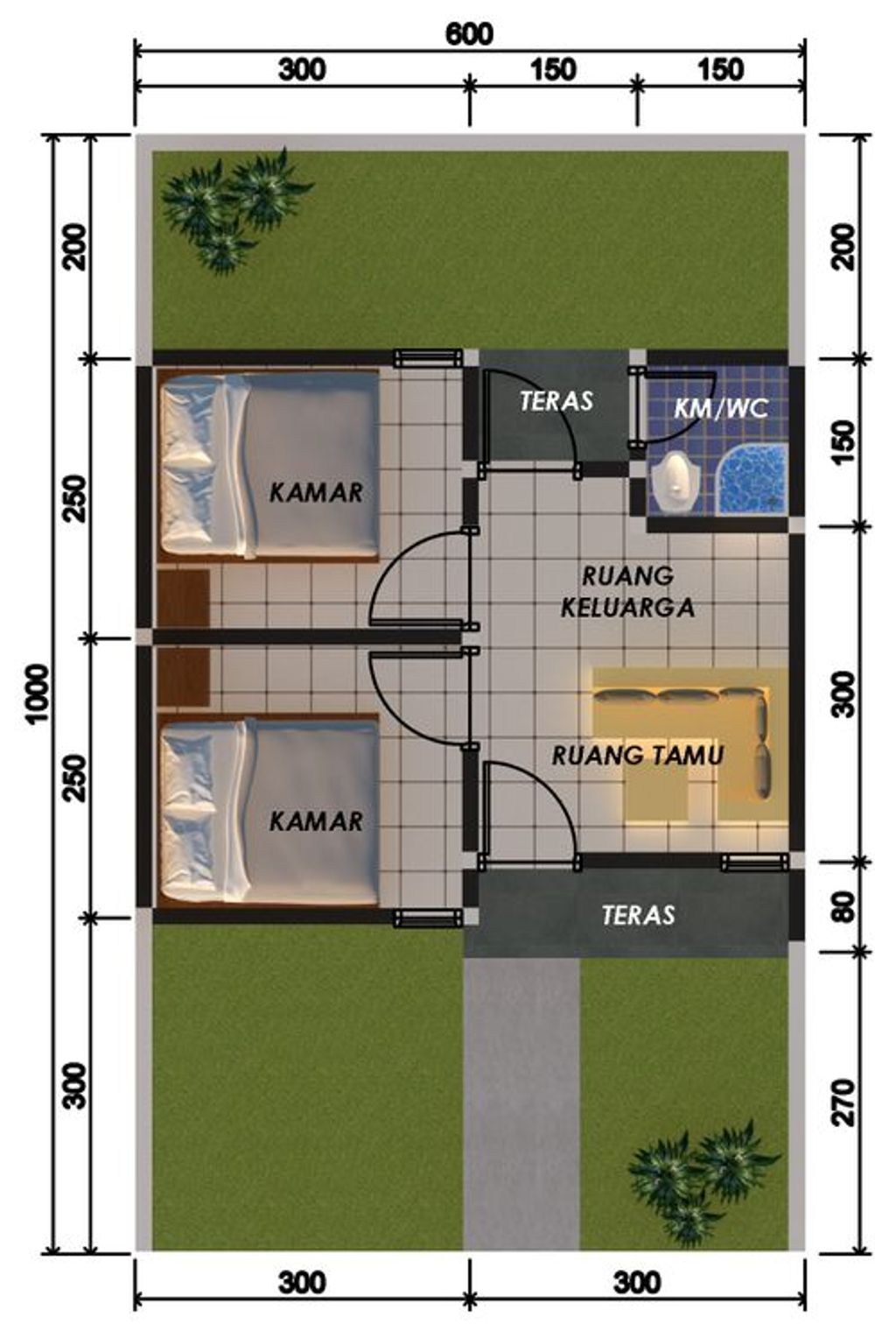 foto denah rumah tipe Zafir 2024 perumahan Pondok Laguna Indah