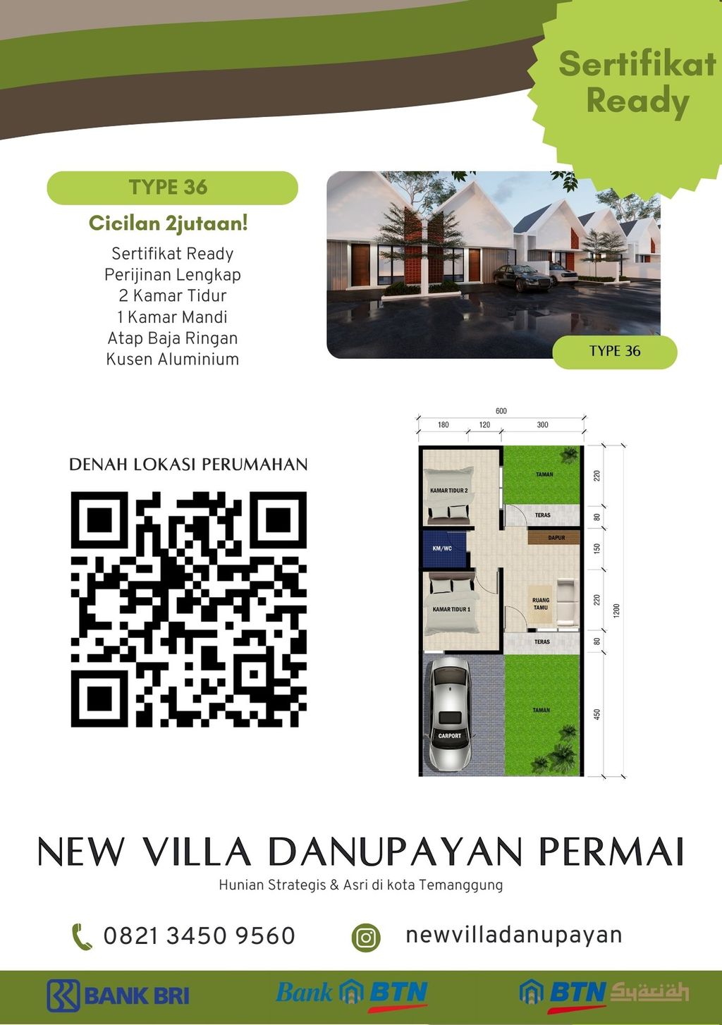 foto tampak rumah tipe skandinavian 36 perumahan new villa danupayan permai