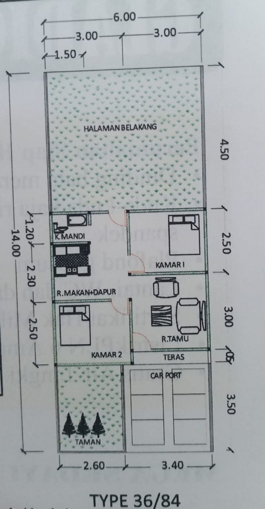 foto denah rumah tipe 36 perumahan GLADIOLA 7