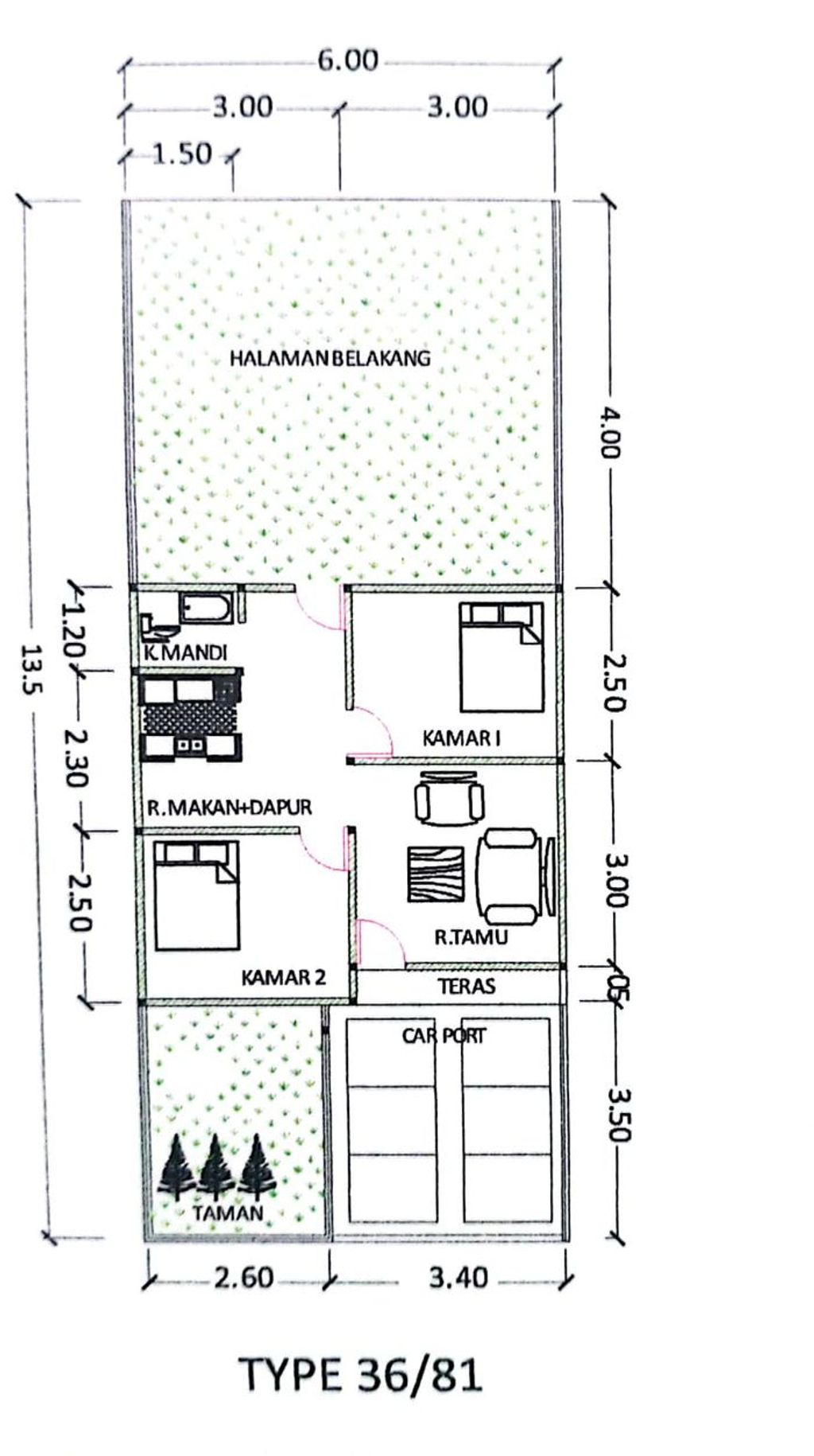 foto denah rumah tipe 36 perumahan LEVANDER