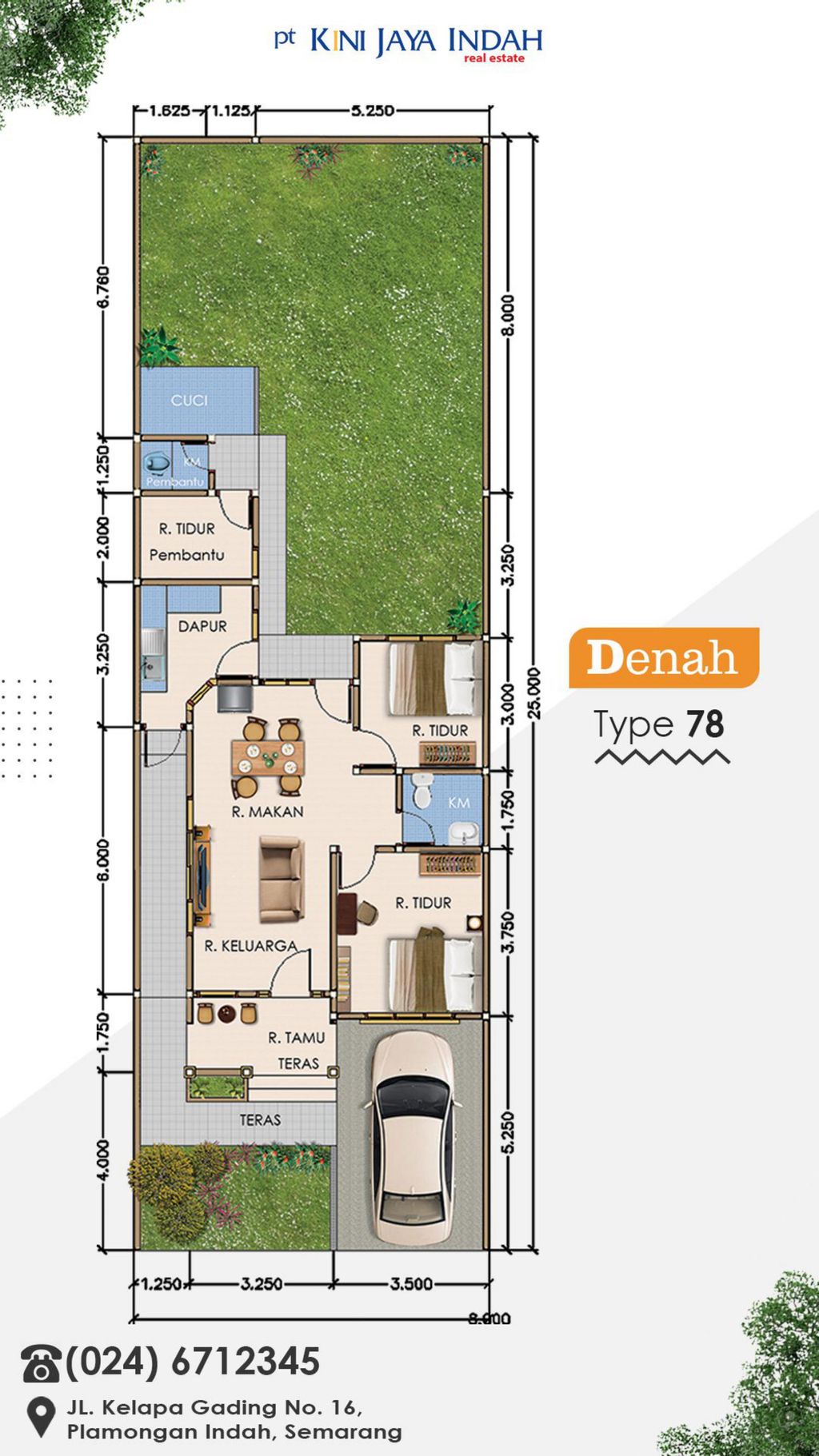 foto denah rumah tipe T.78 / 200 perumahan PLAMONGAN INDAH JASMINE PARK