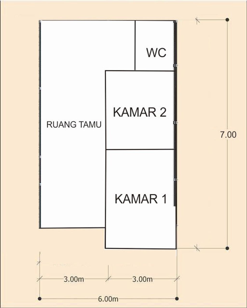 foto denah rumah tipe 36 - 2024 perumahan MAKURAGA GREEN RESIDENCE