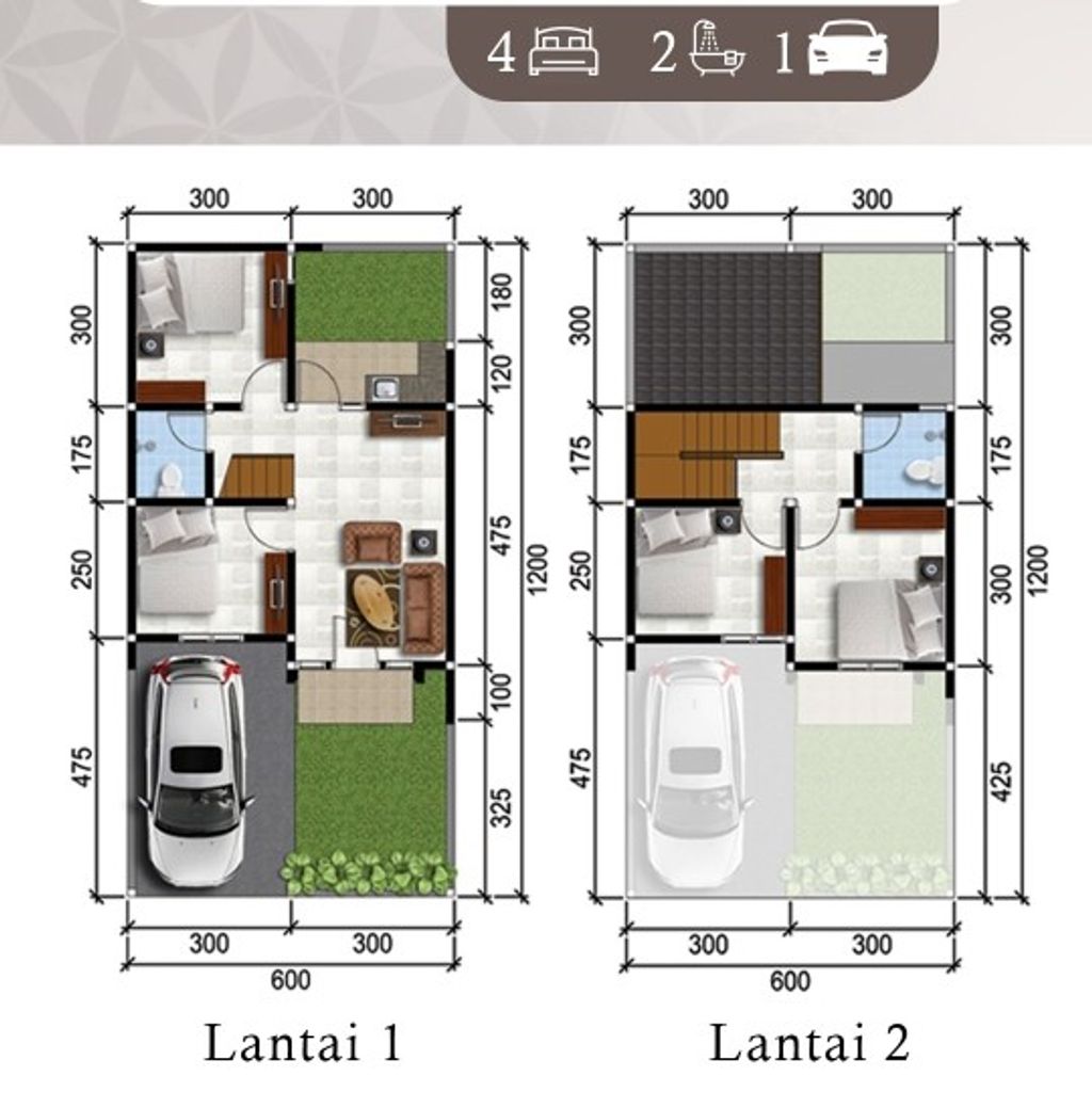 foto denah rumah tipe 65/72C perumahan ALANA REGENCY TAMBAK OSO
