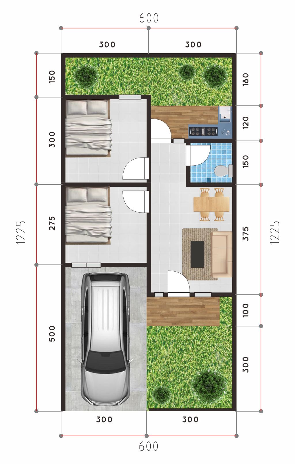 foto denah rumah tipe 36/73C perumahan Alana Regency Tambakcemandi Tahap 2 dan 3