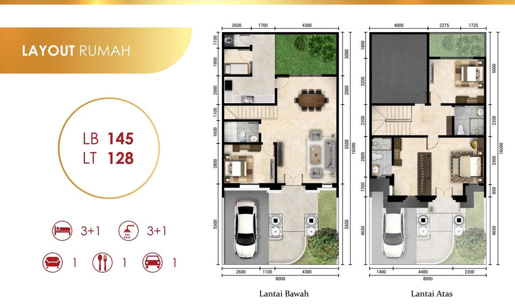 foto denah rumah tipe PALMA_145 perumahan CITRALAND BANDAR LAMPUNG - REVISI II