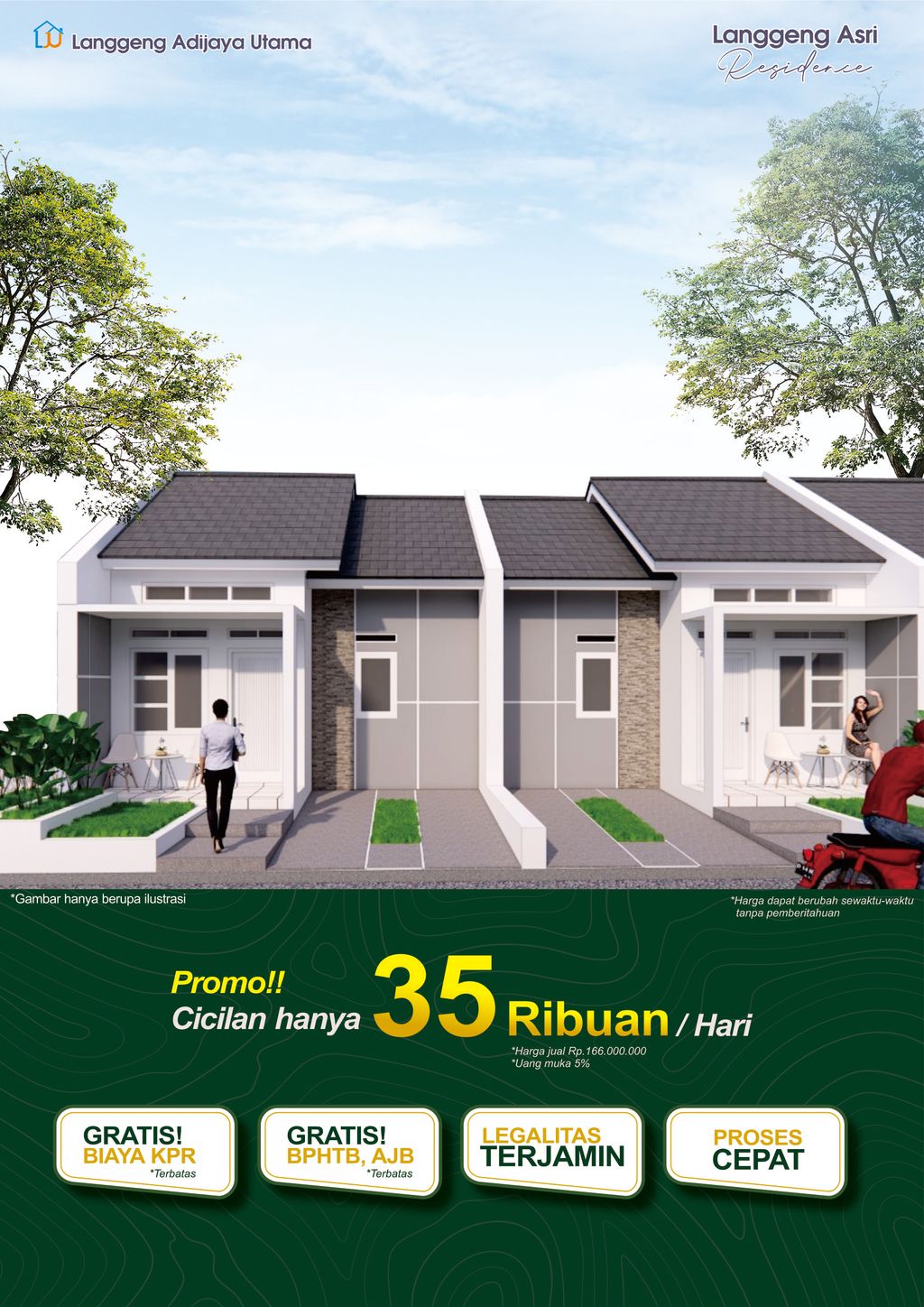 foto tampak rumah tipe 36/72 perumahan Langgeng Asri Residence