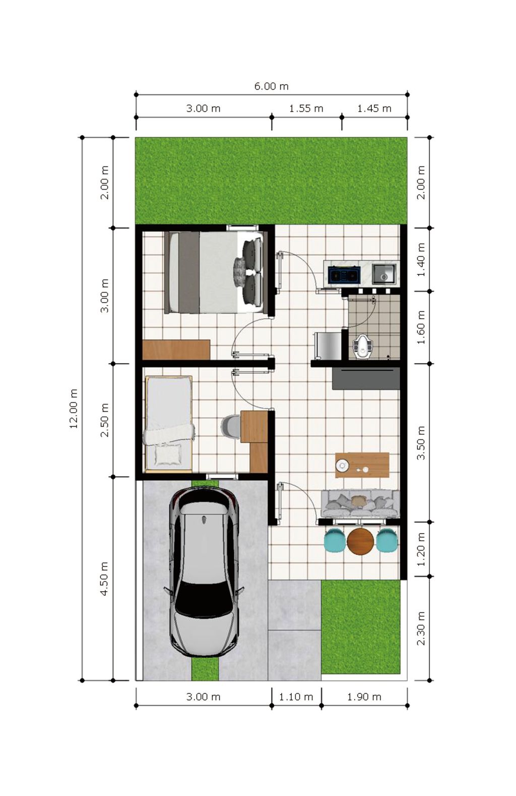 foto denah rumah tipe 36/72 perumahan Langgeng Asri Residence