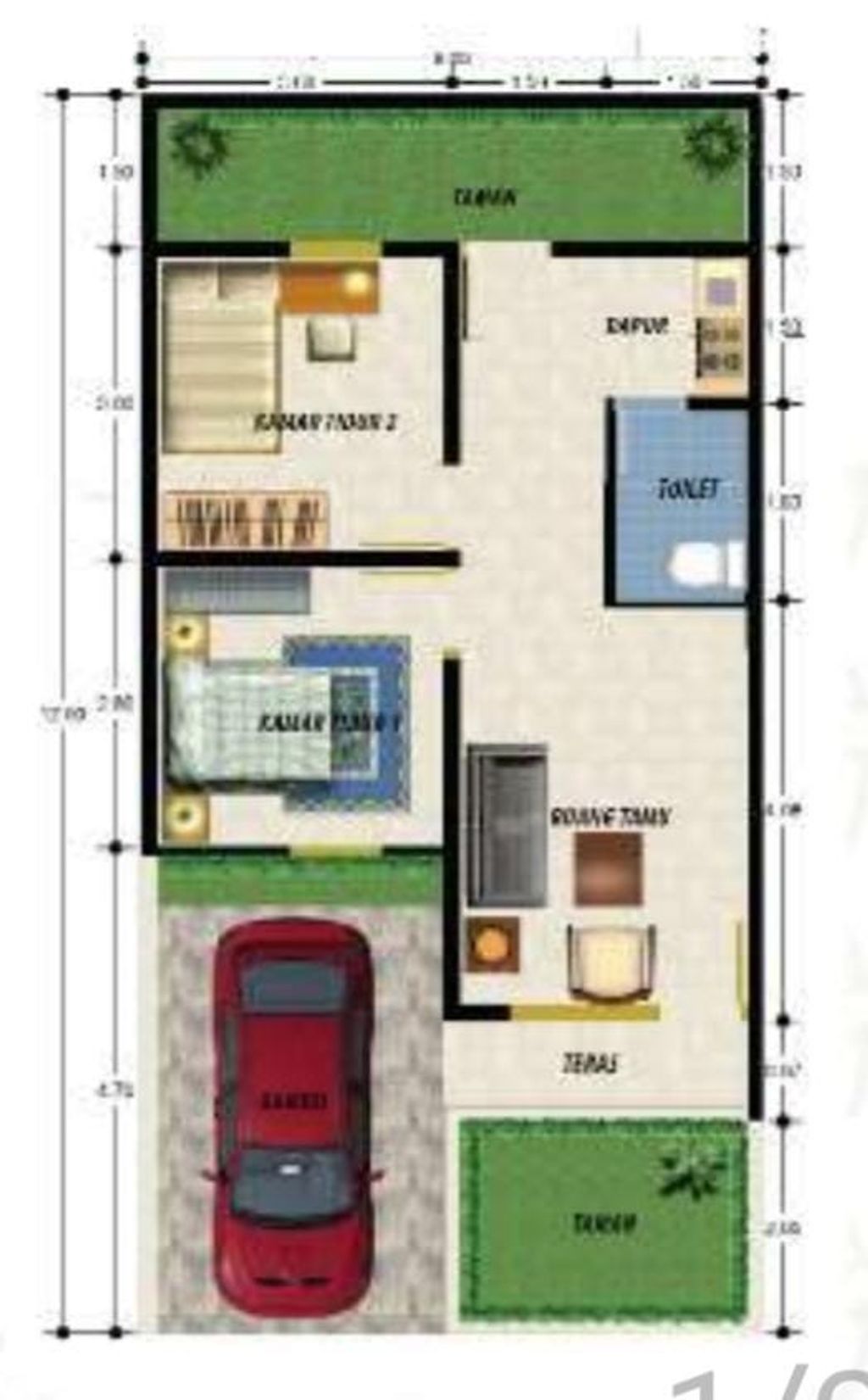 foto denah rumah tipe AA perumahan GRAND AMELIA