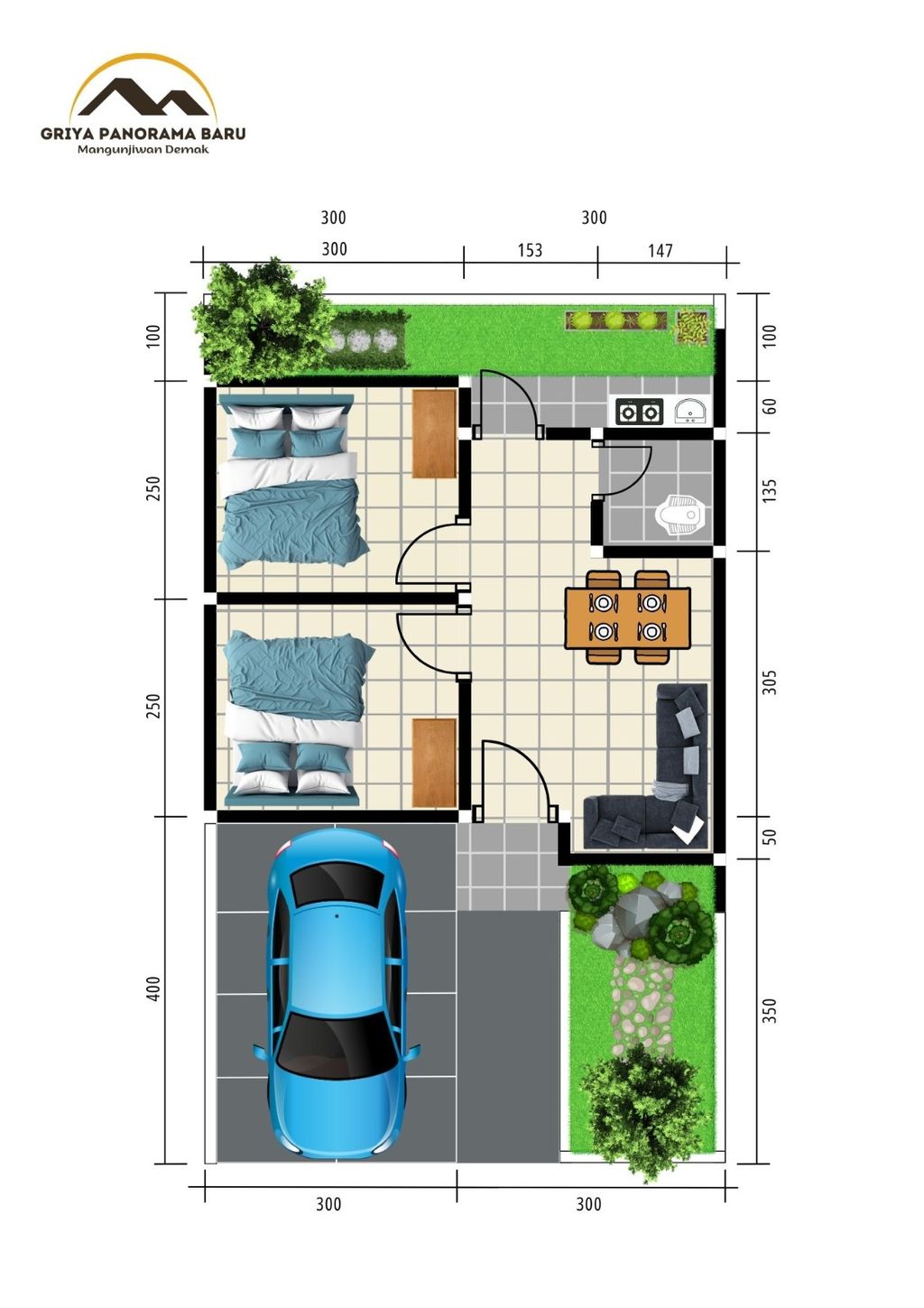 foto denah rumah tipe 30 (A2) perumahan GRIYA PANORAMA BARU