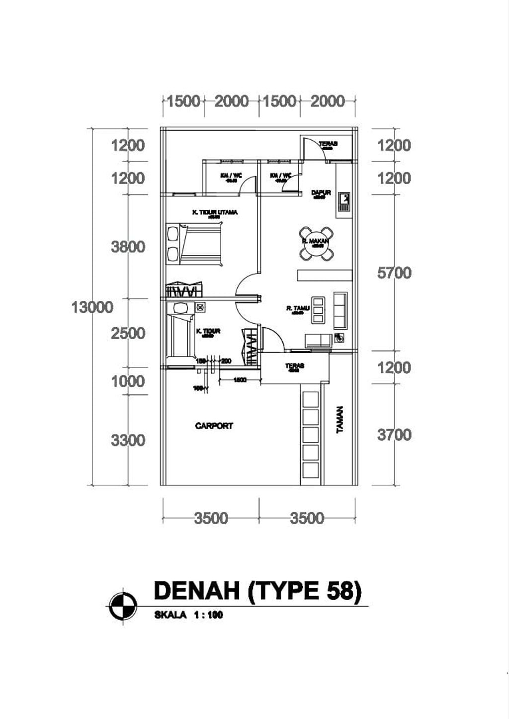 foto denah rumah tipe Rumah Tinggal 58/90 perumahan DUTA HILL RESIDENCE II