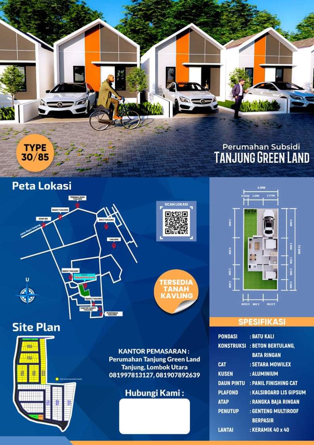 foto denah rumah tipe 30/85 perumahan TANJUNG GREENLAND TAHAP 2