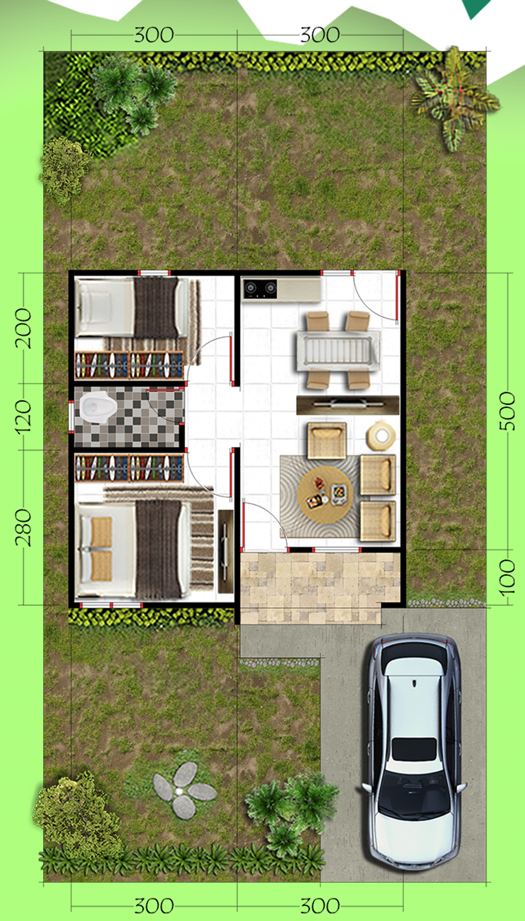 foto denah rumah tipe 36 perumahan NEW GREEN AULIA