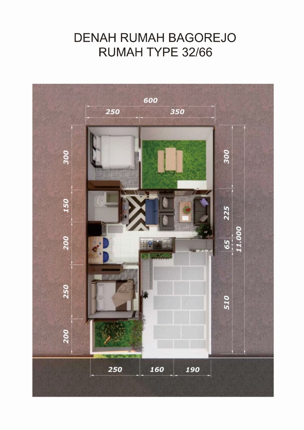 foto denah rumah tipe 32/66 perumahan BAGOREJO GRAND VILLAGE
