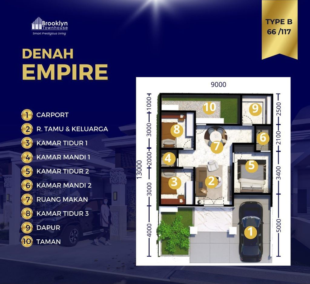 foto denah rumah tipe B - Empire perumahan BROOKLYN TOWNHOUSE