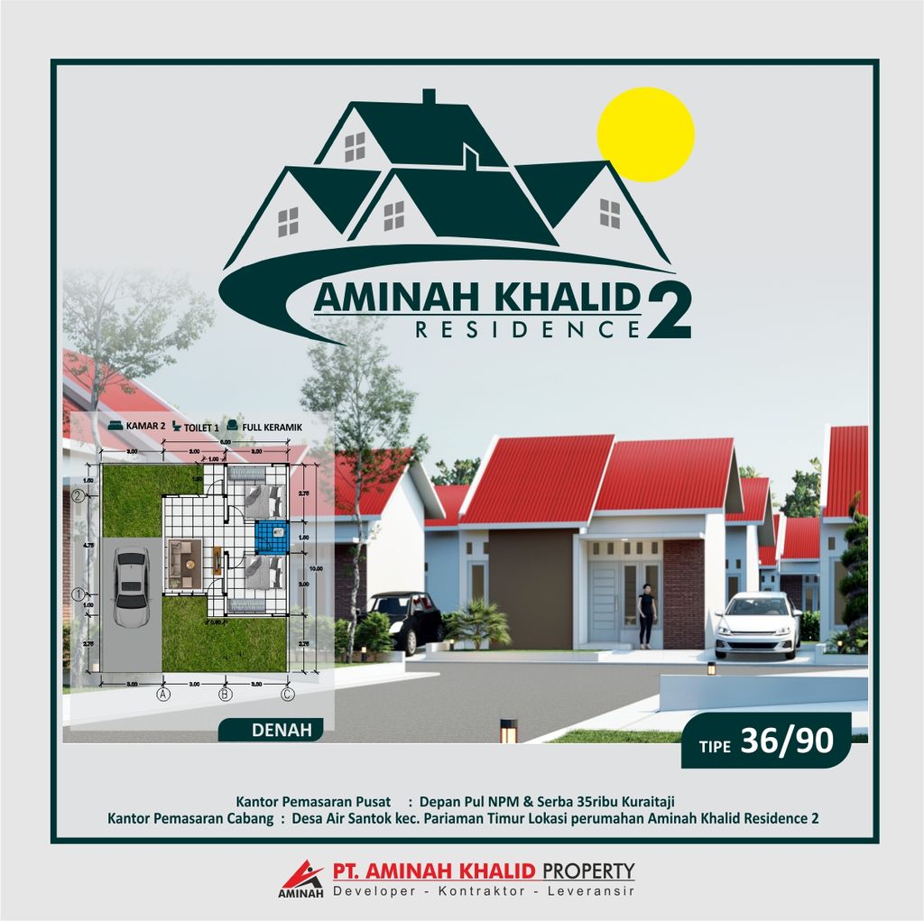 foto denah rumah tipe AMINAH KHALID RESIDENCE 2 36/90 perumahan AMINAH KHALID RESIDENCE 2