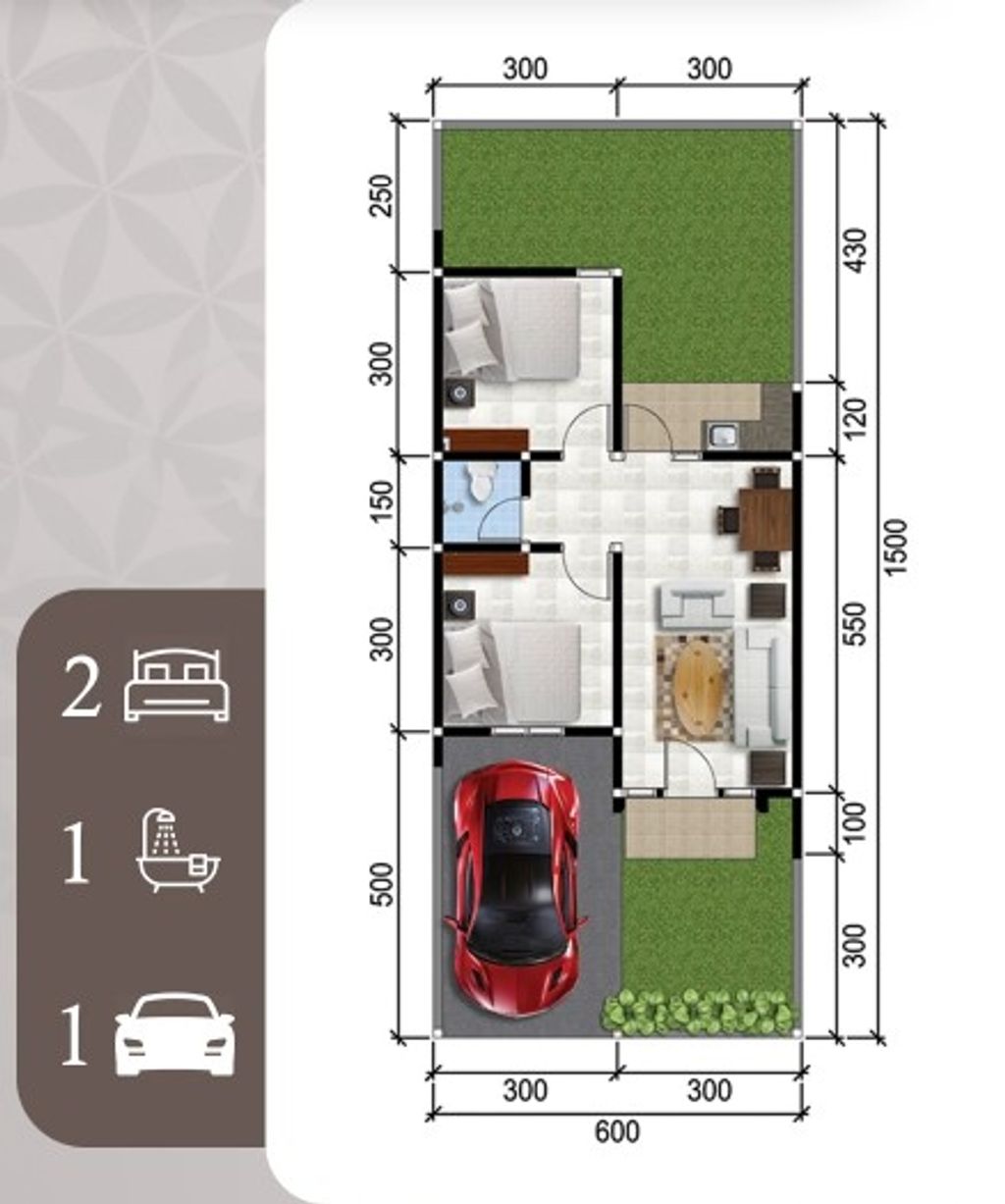 foto denah rumah tipe 42/90F perumahan ALANA REGENCY TAMBAK OSO