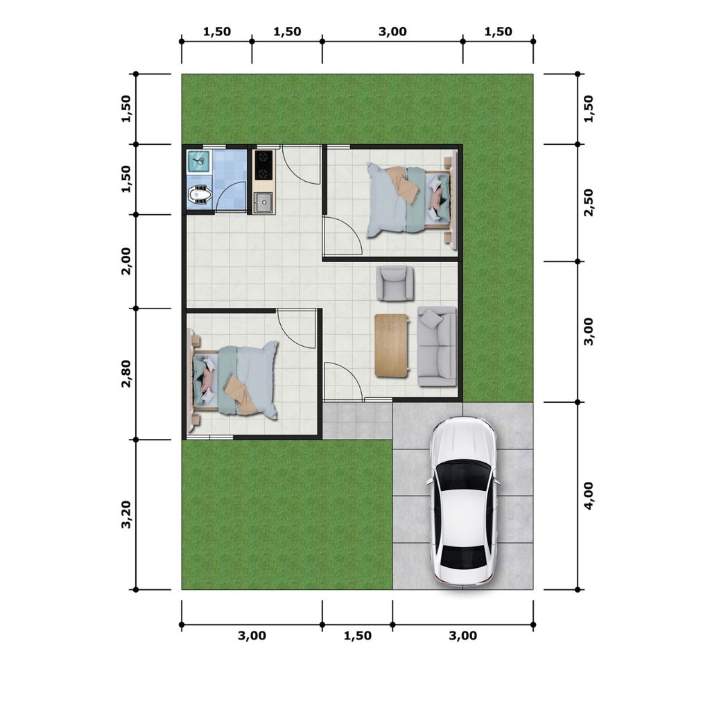 foto denah rumah tipe 36 perumahan Lestary Golden Residence