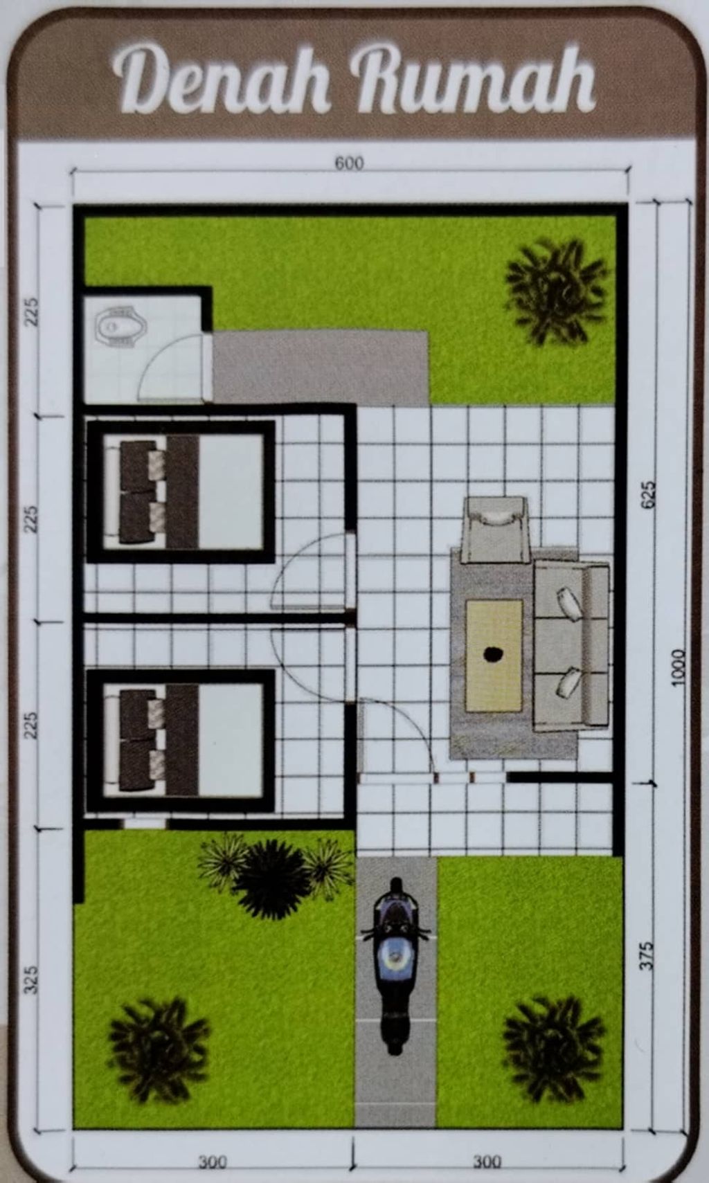 foto denah rumah tipe FLPP 2024 29/60 perumahan Mutiara Sindangmulya Jaya