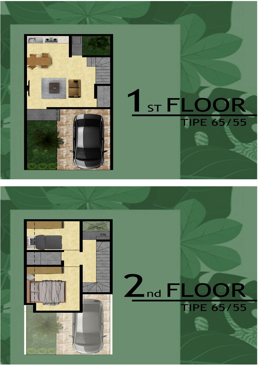 foto denah rumah tipe 65 (E5) perumahan Kopo Harmonis Townhouse