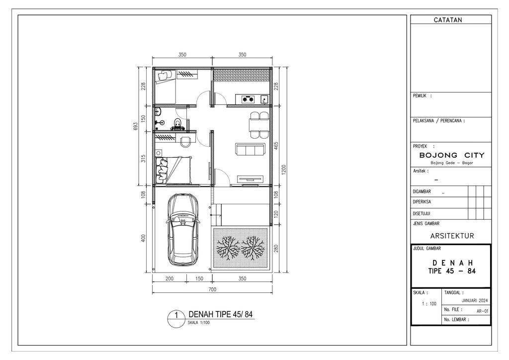 foto denah rumah tipe 50/84 perumahan BOJONG CITY