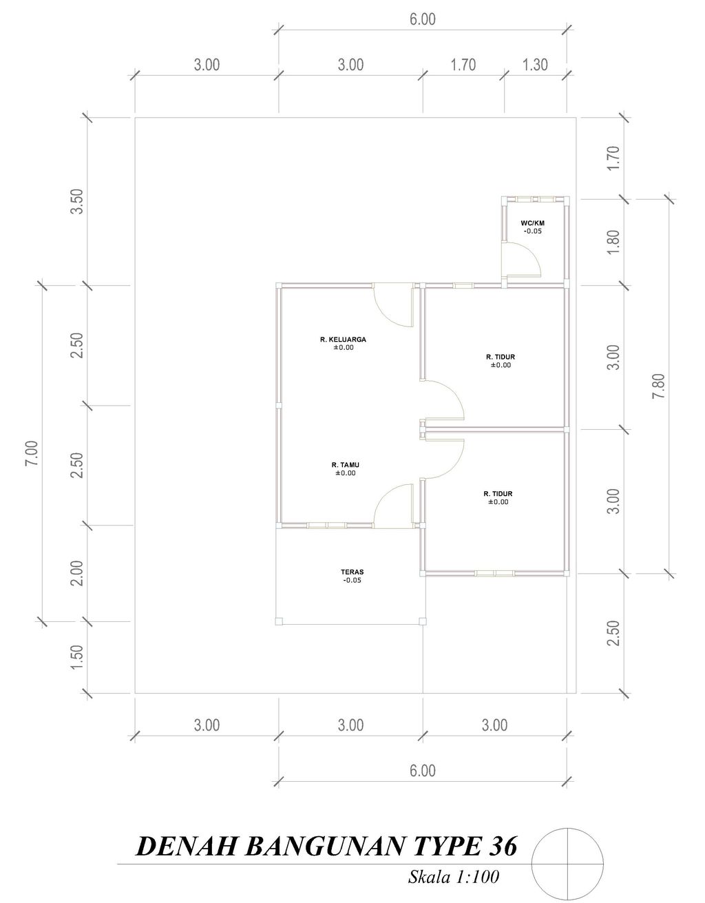 foto denah rumah tipe 36/108 perumahan PERDAMAIAN RESIDENCE