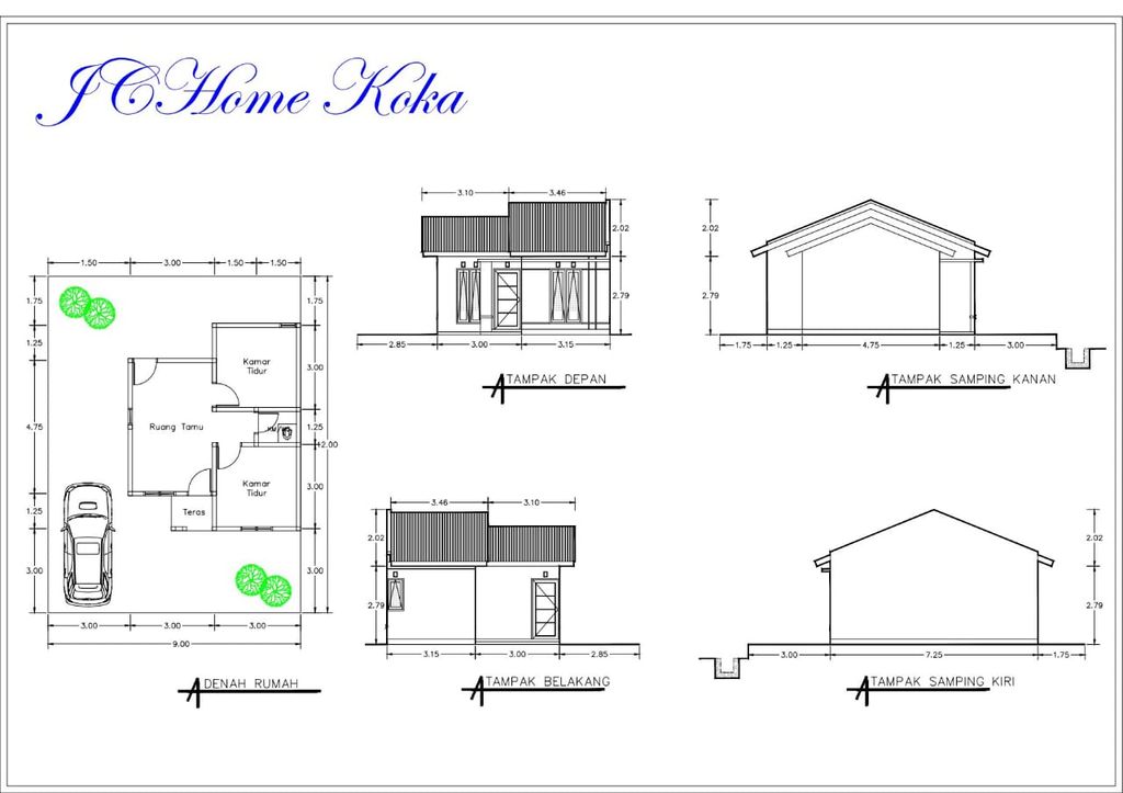 foto denah rumah tipe 36/168 2024 perumahan JCHOME KOKA