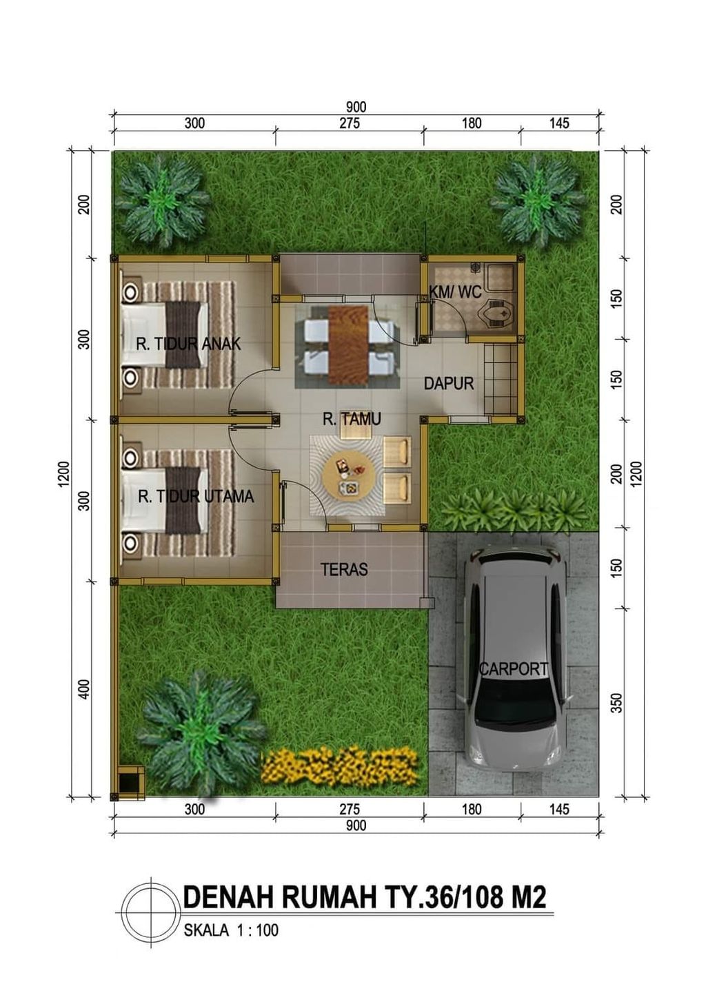 foto denah rumah tipe 36 RSH perumahan GRAND CITRA LESTARI