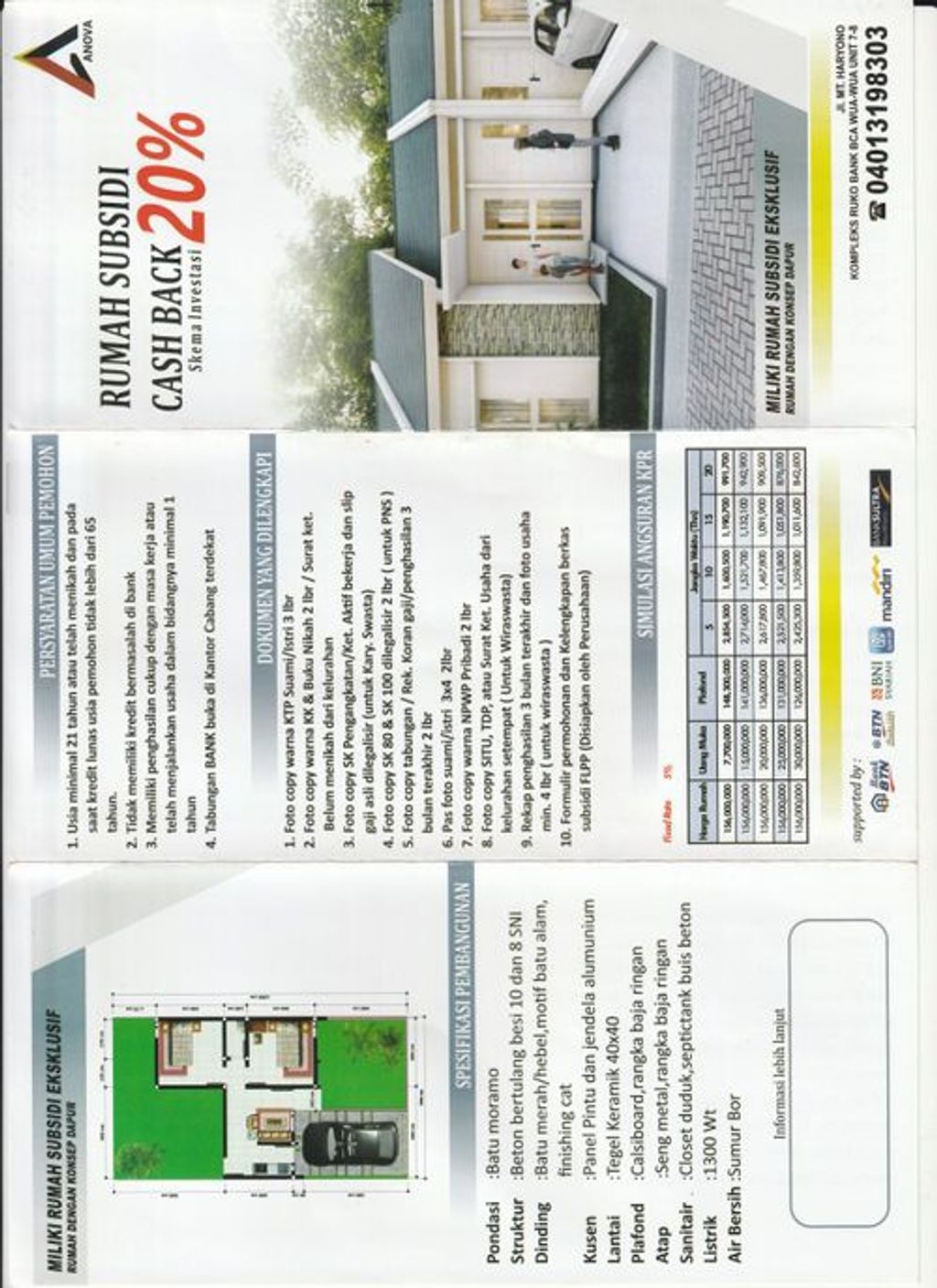 foto denah rumah tipe 36 (Subsidii) perumahan Anova Garden 2