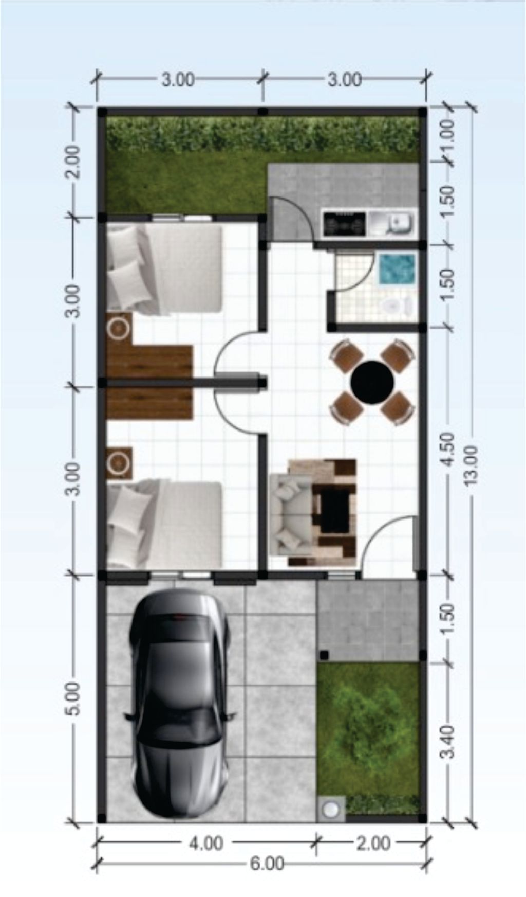 foto denah rumah tipe 40/130 ALVINA perumahan GRAND PANORAMA 3