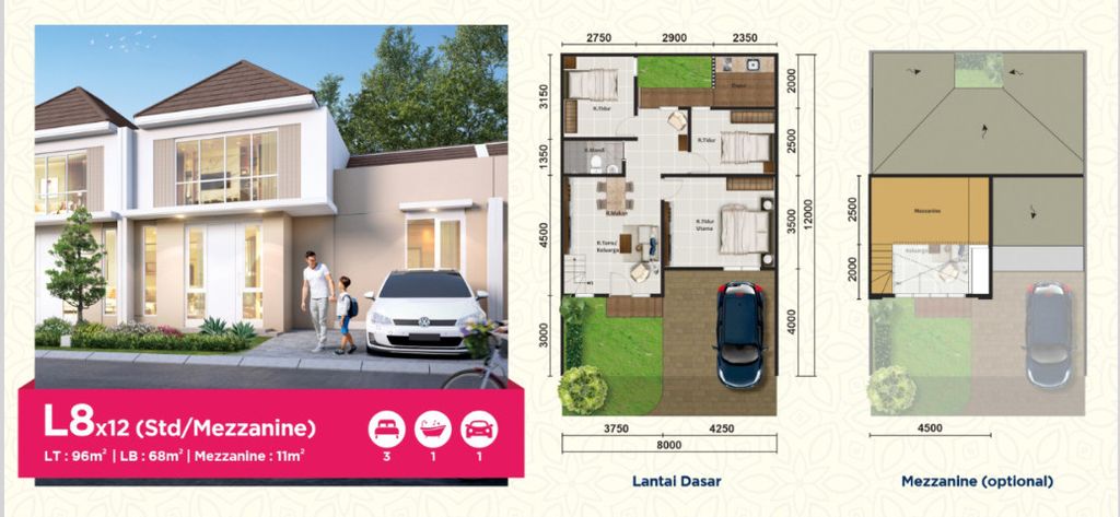 foto denah rumah tipe ASTER 1/30 perumahan PARAMOUNT PETALS TAHAP 1