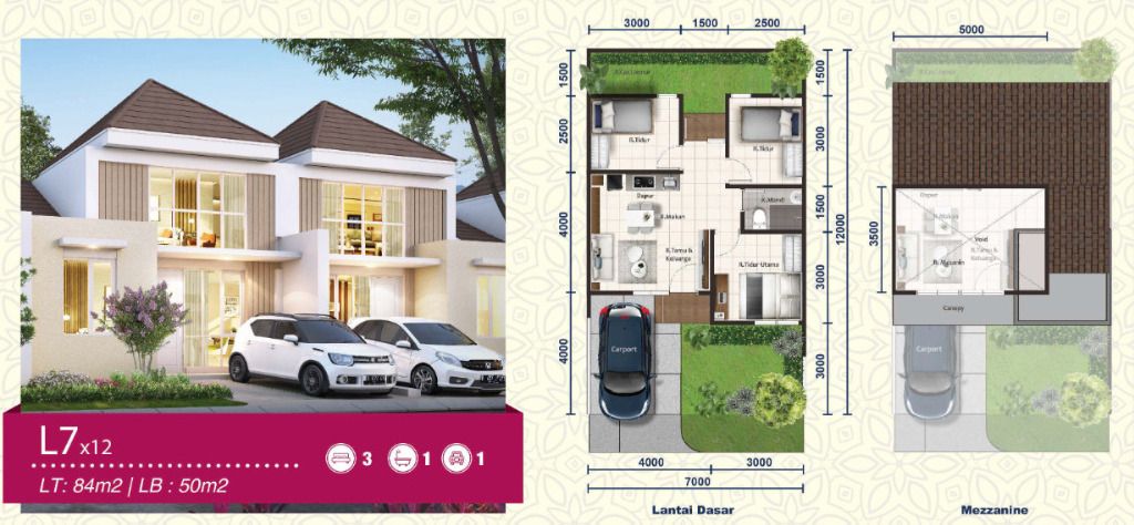 foto denah rumah tipe ASTER 2/37 perumahan PARAMOUNT PETALS TAHAP 1