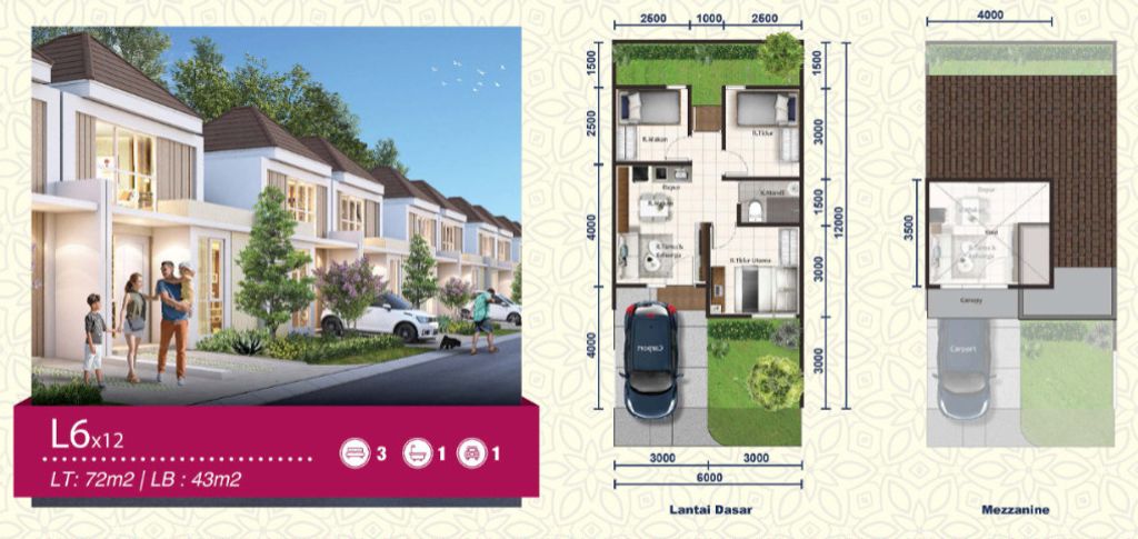 foto denah rumah tipe ASTER 8/25 perumahan PARAMOUNT PETALS TAHAP 1