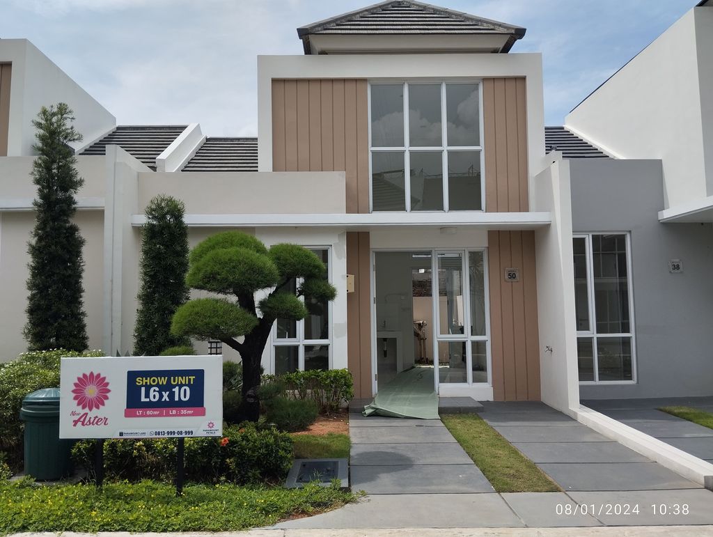 foto tampak rumah tipe ASTER 2/50 perumahan PARAMOUNT PETALS TAHAP 1