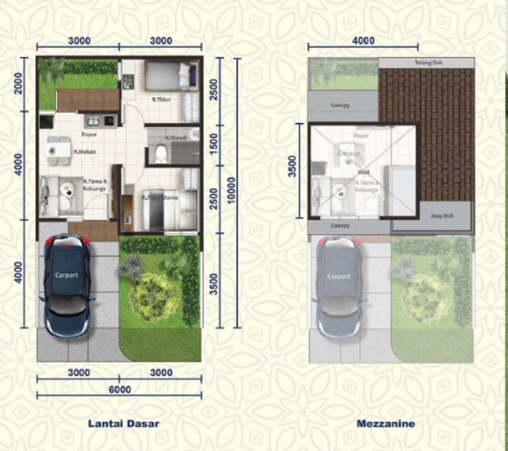 foto denah rumah tipe ASTER 2/50 perumahan PARAMOUNT PETALS TAHAP 1