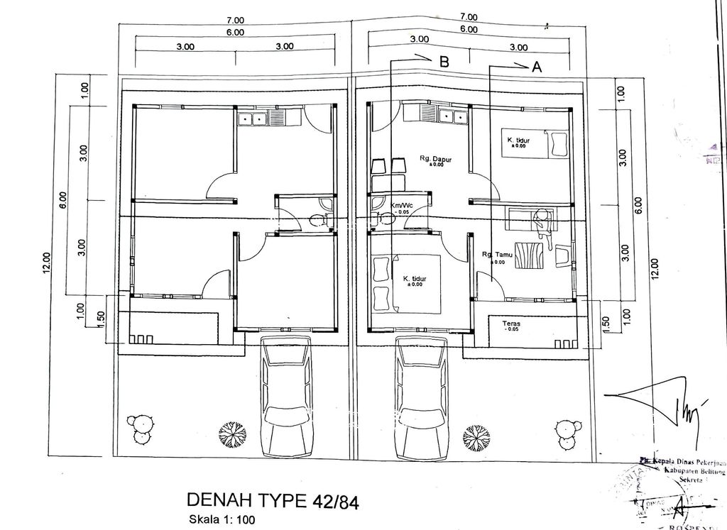 foto denah rumah tipe 42/84 perumahan Ketakong Indah Residence