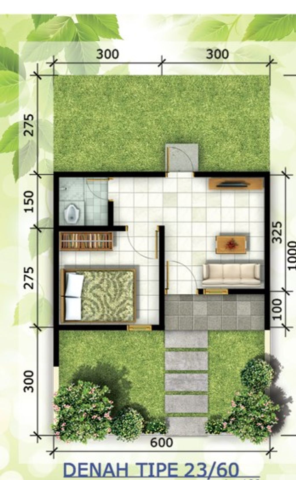 foto denah rumah tipe Topaz perumahan GREEN PARK