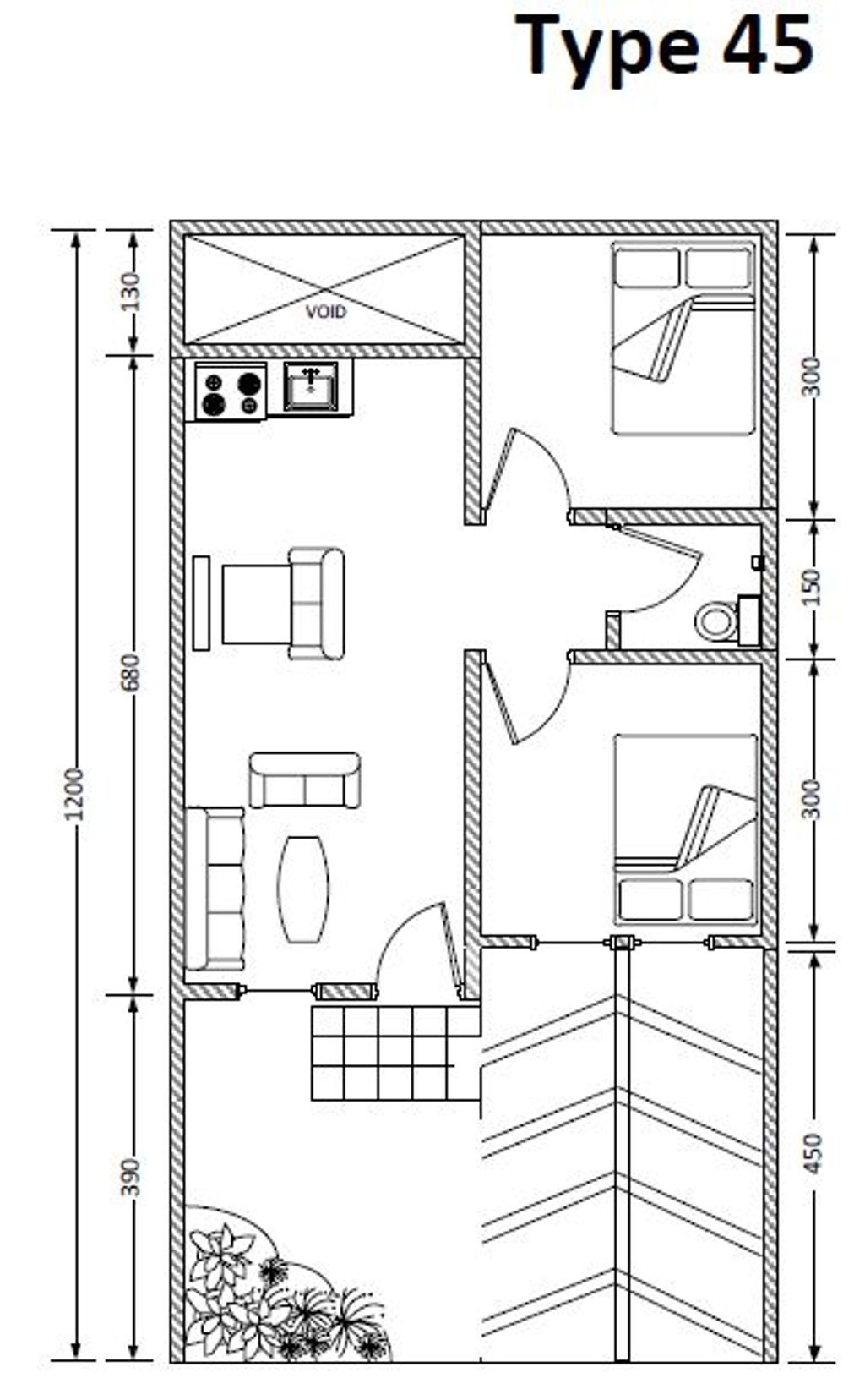 foto denah rumah tipe 45/165 perumahan BUKIT CIKERETEG INDAH