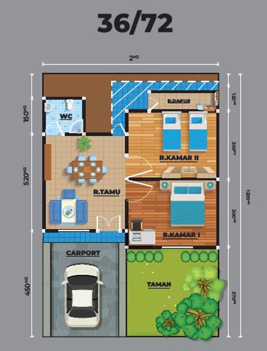 foto denah rumah tipe 36/72 New perumahan BUKIT CIKERETEG INDAH