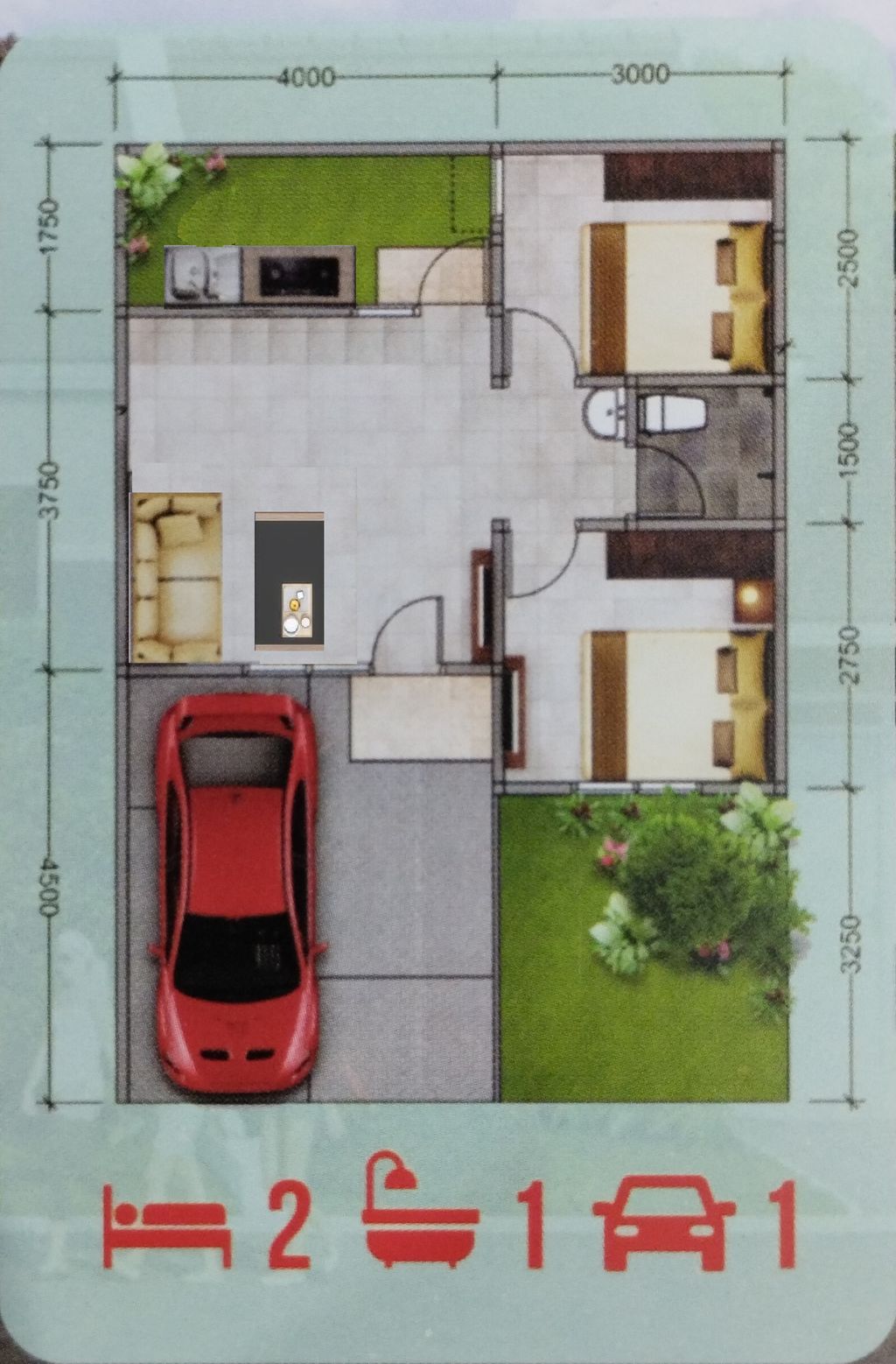 foto denah rumah tipe NEW EMERALD STD perumahan KIRANA PERMATA CILEGON