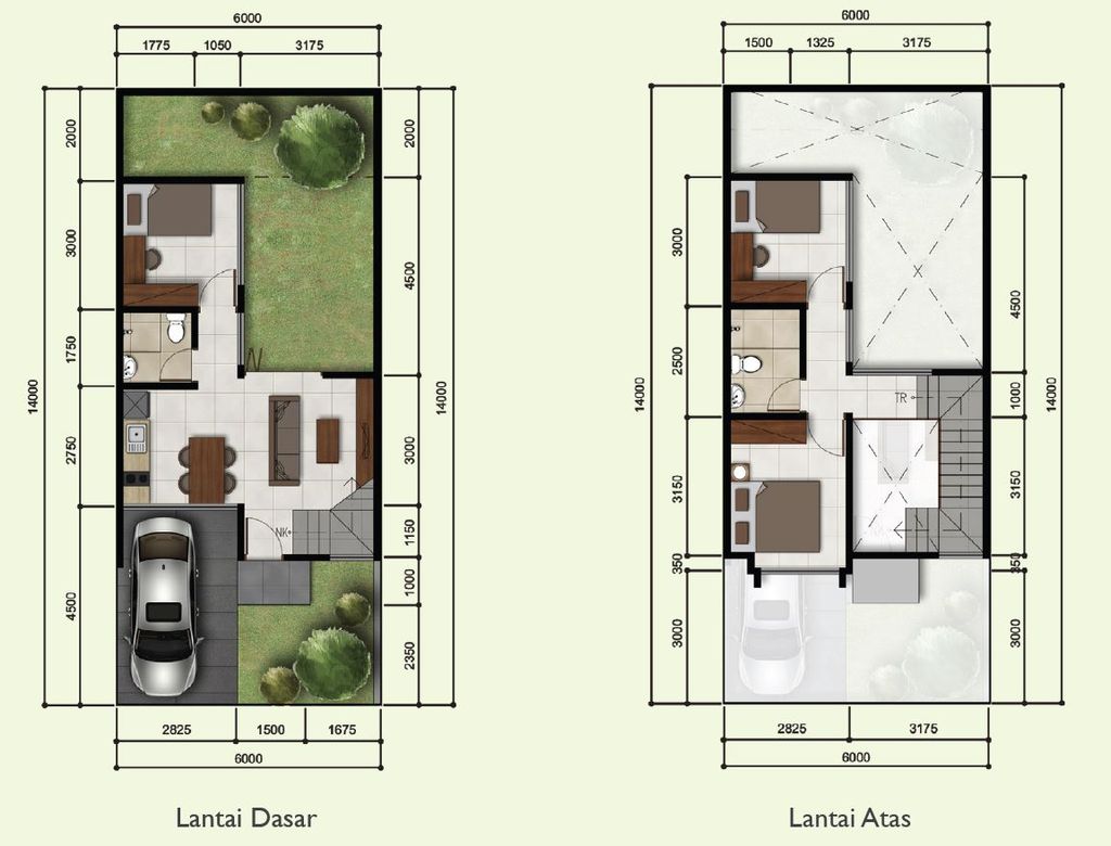 foto denah rumah tipe Sunflower 70/96 perumahan Springville Residence