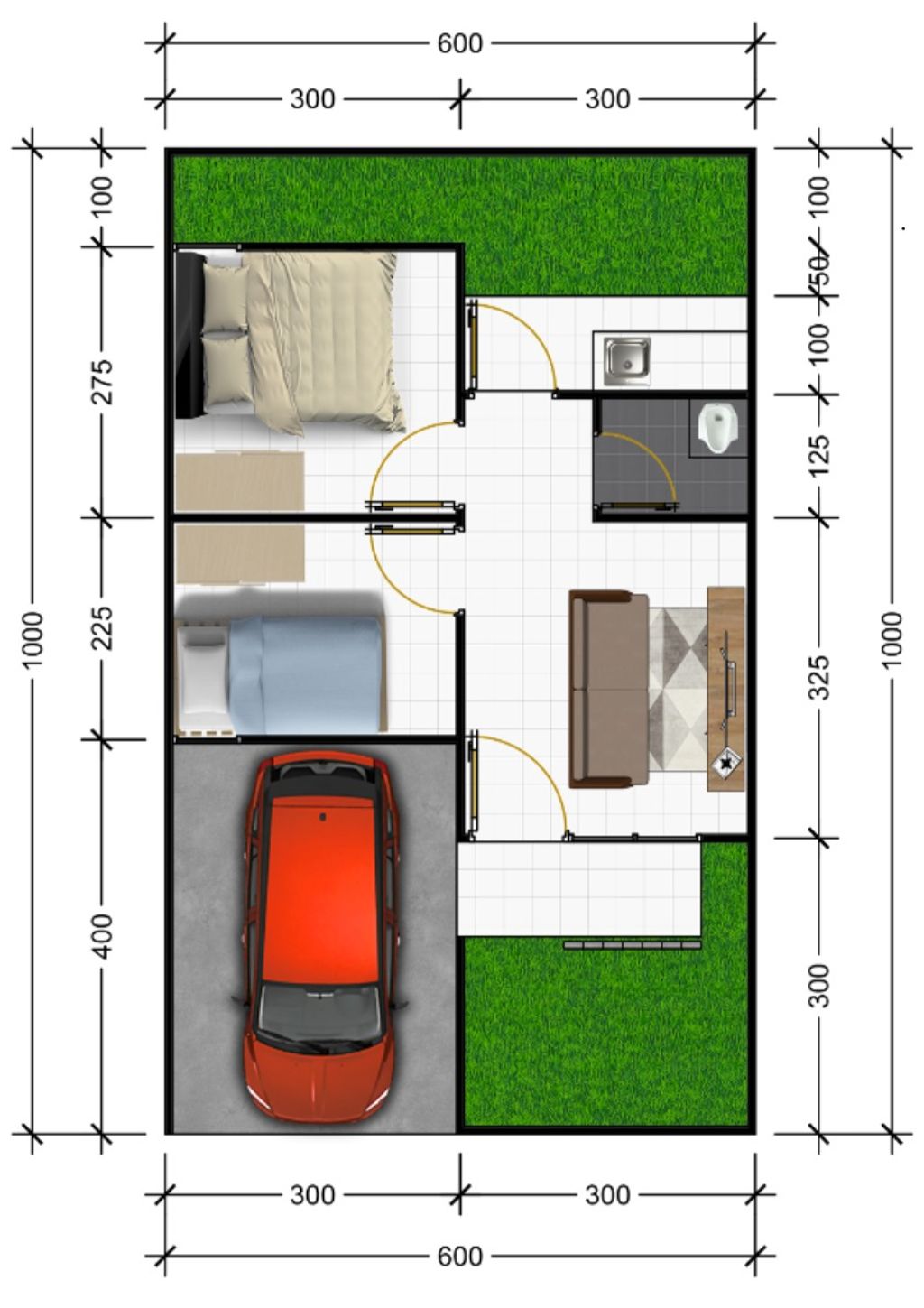 foto denah rumah tipe 30/60 perumahan Taman Asri Residence