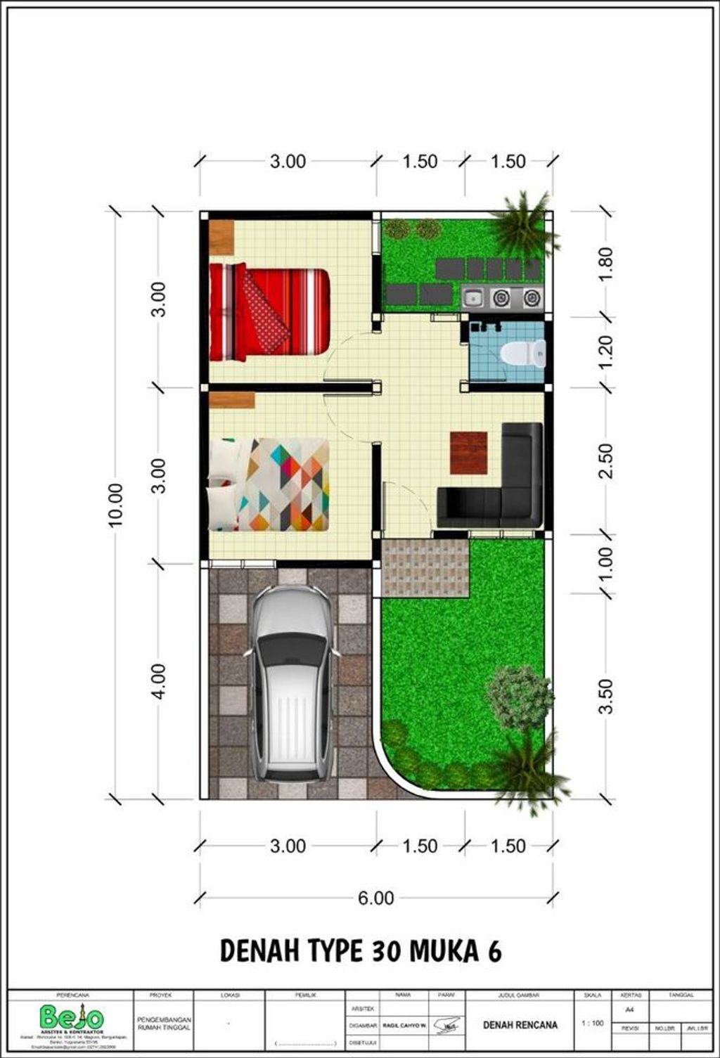 foto denah rumah tipe 30/72 harga baru 2024 perumahan Sakinah Village Kertasinduyasa