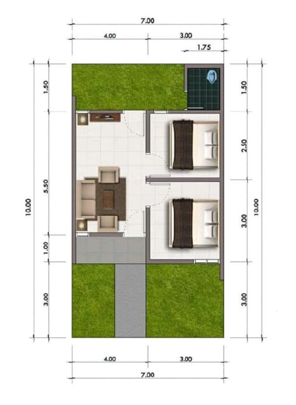 foto denah rumah tipe 36/60 perumahan ROYAL PANGLEGUR 2
