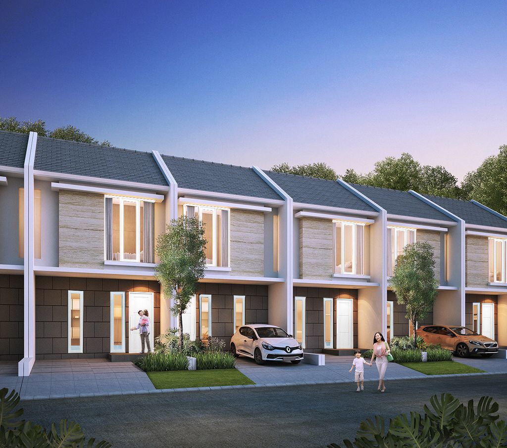 foto tampak rumah tipe Ascona Maja std perumahan CitraLand Palembang - Cluster Lugano