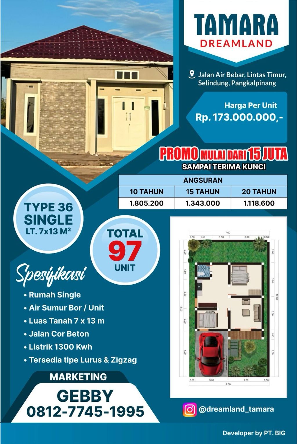foto denah rumah tipe 36 perumahan PERUMAHAN TAMARA DREAMLAND 2 TAHAP 2