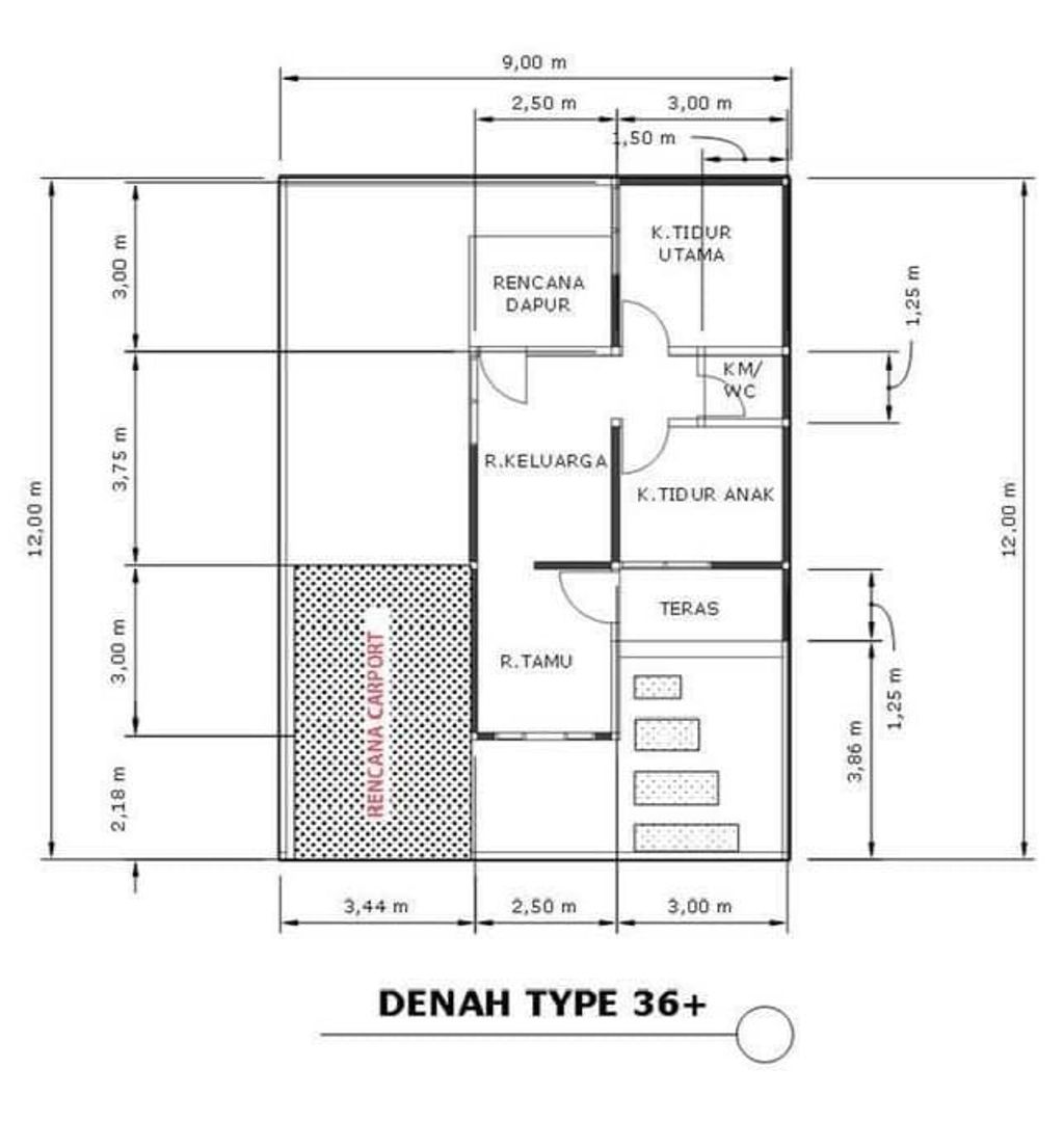 foto denah rumah tipe 36/108 perumahan ALFAZZA RESIDENCE