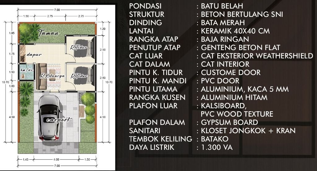 foto denah rumah tipe 30/75 perumahan CASAKARA