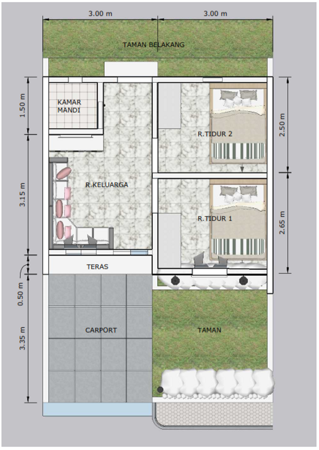foto denah rumah tipe 30/60 perumahan Grand Cikiara Residence