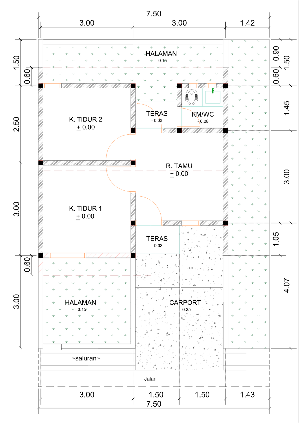 foto denah rumah tipe E31A-1 (2024) perumahan Kepuren Residence (Kepuren)