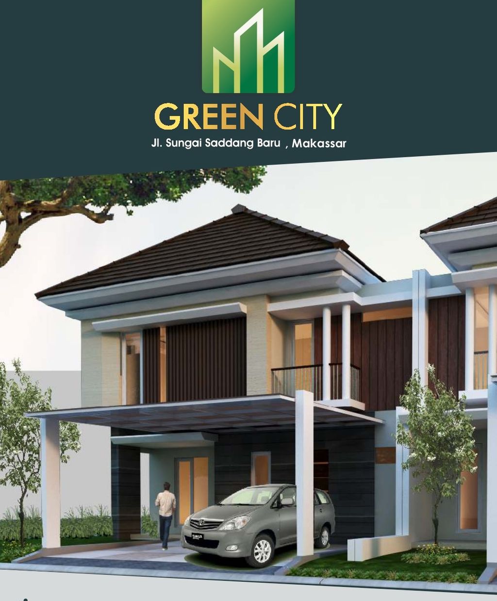 foto tampak rumah tipe 195 perumahan GREEN CITY